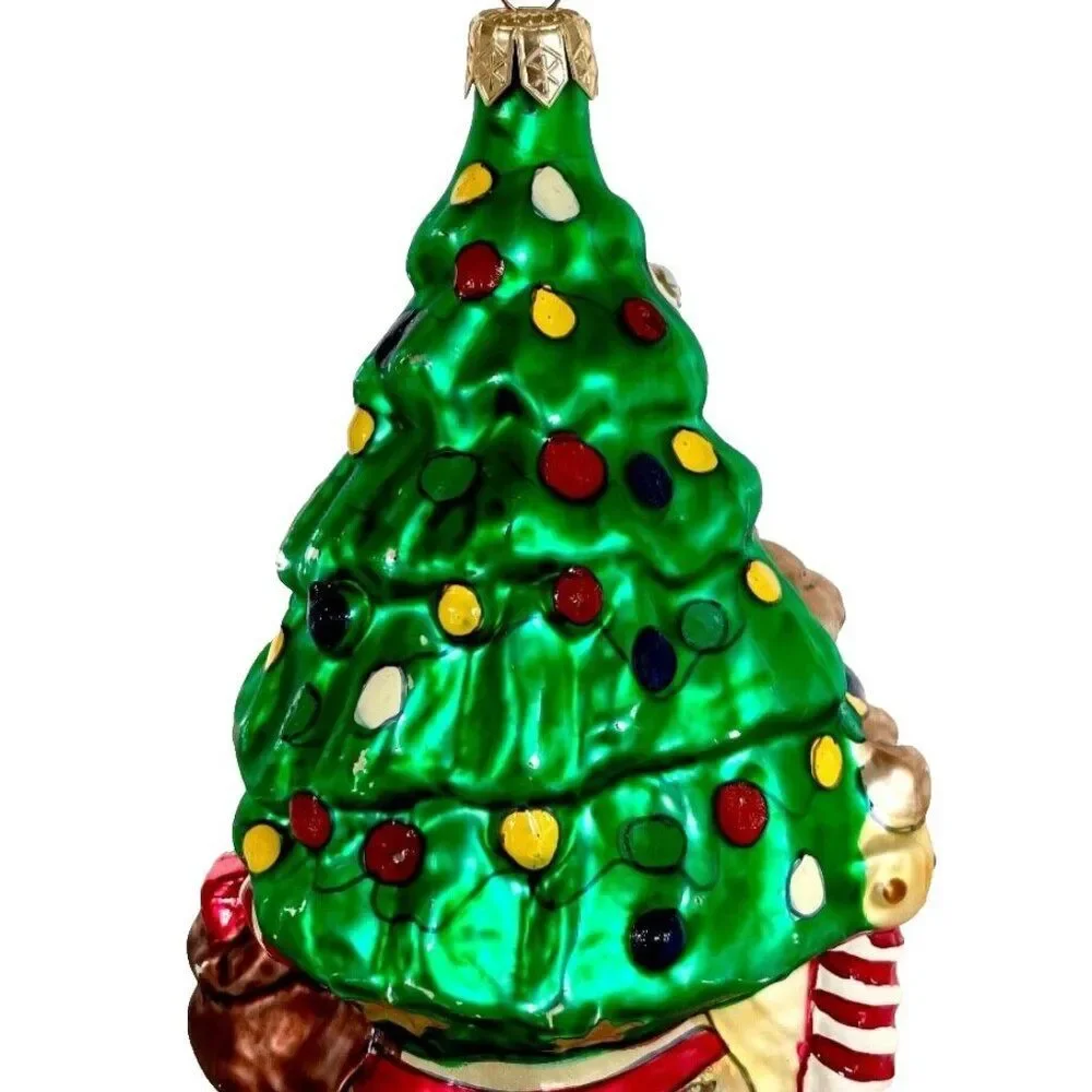 Hand Blown Glass Sleeping Santa Ornament Hand Painted Christmas Tree Toys Poland